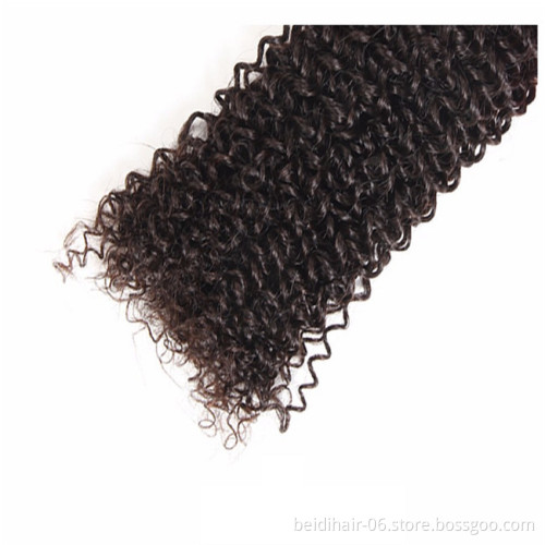 Kinky Curly Human Hair Bundles Virgin Remy Hair with closure lace frontals vendors brazilian peruvian weave free shipping 8A
